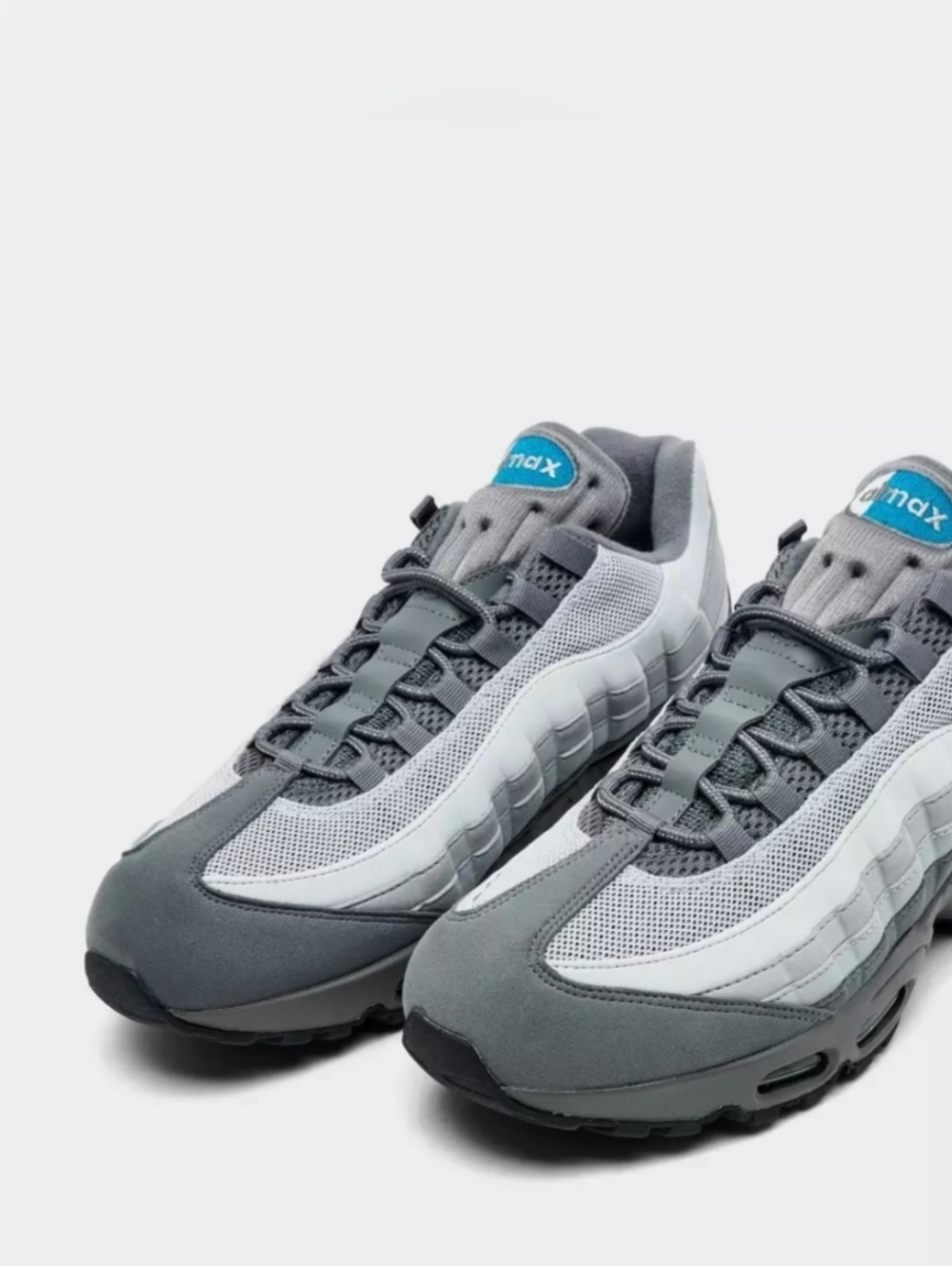 Nike Air Max 95 Grey White with Teal Tongue Accents - Picture 3 of 6